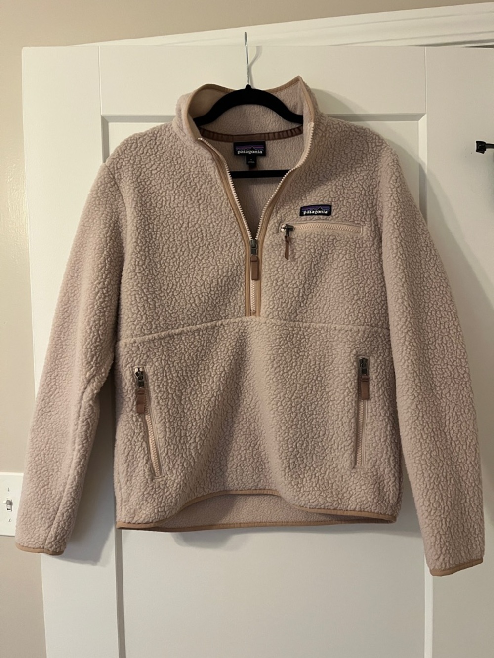 Womens Patagonia Cream Quarter-Zip Retro Pile Fleece Pullover